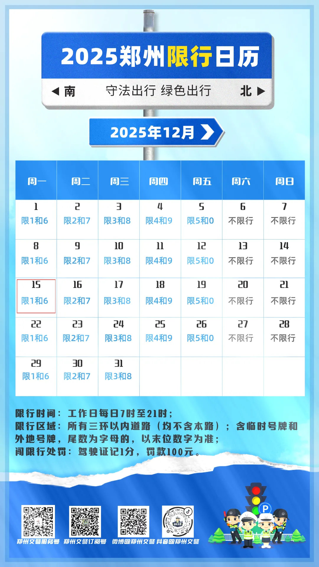 鄭州三環(huán)內(nèi)限行區(qū)域_限行_鄭州機(jī)動車限行尾號1和6